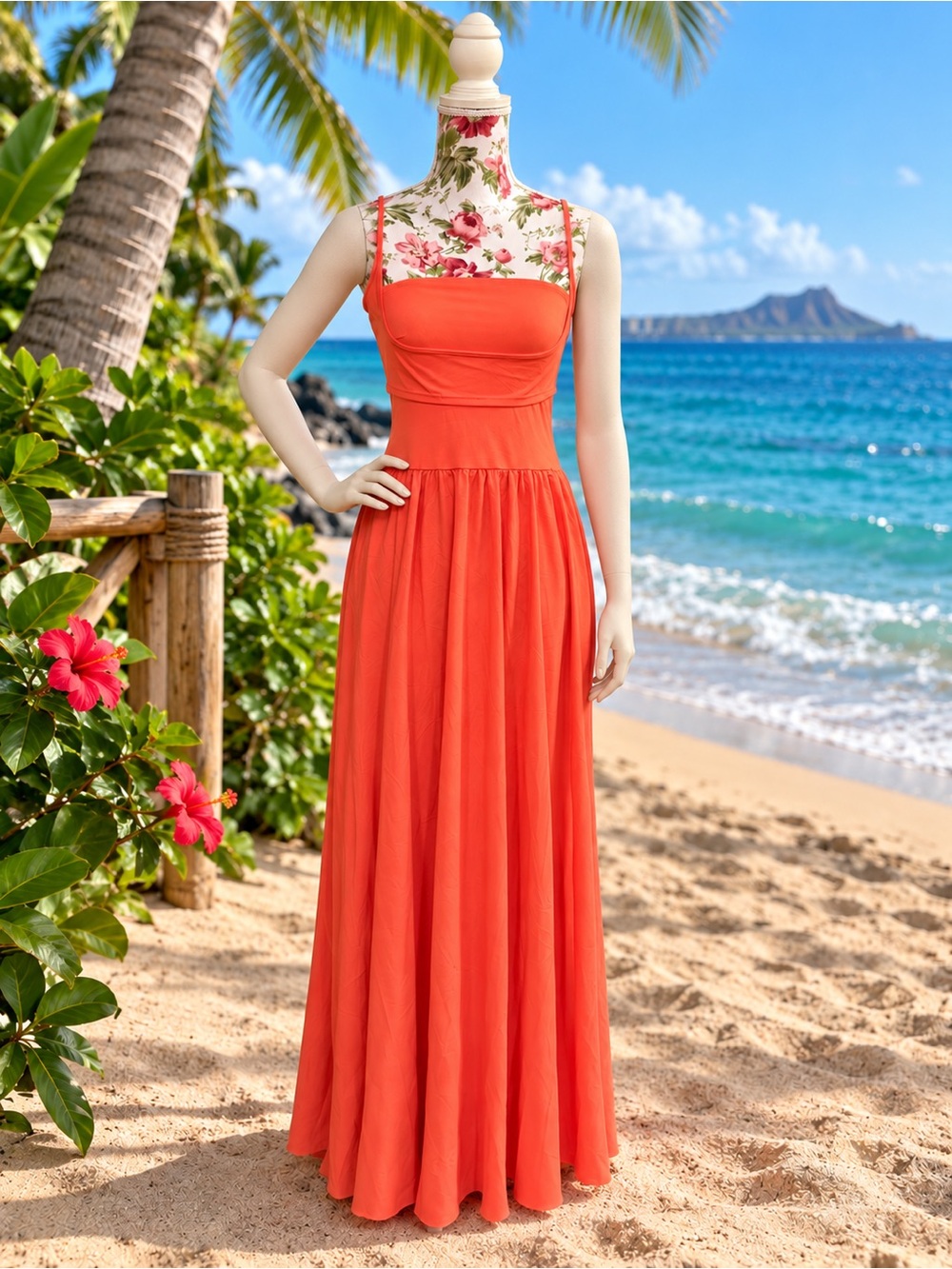 Halara Maxi Dress Women’s M Coral Orange Spaghetti Strap Pockets NWOT